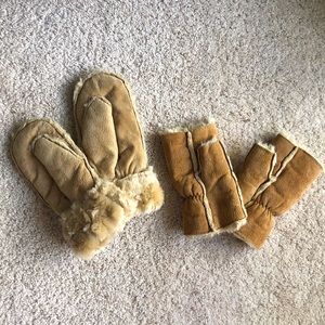 🤎tan beige brown genuine suede gloves mittens